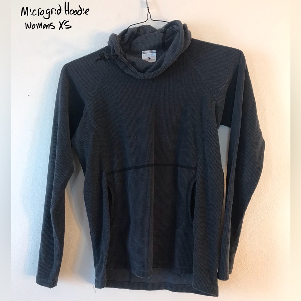 Melanzana Women’s XS Solid Dark Gray Micro Grid Hoodie